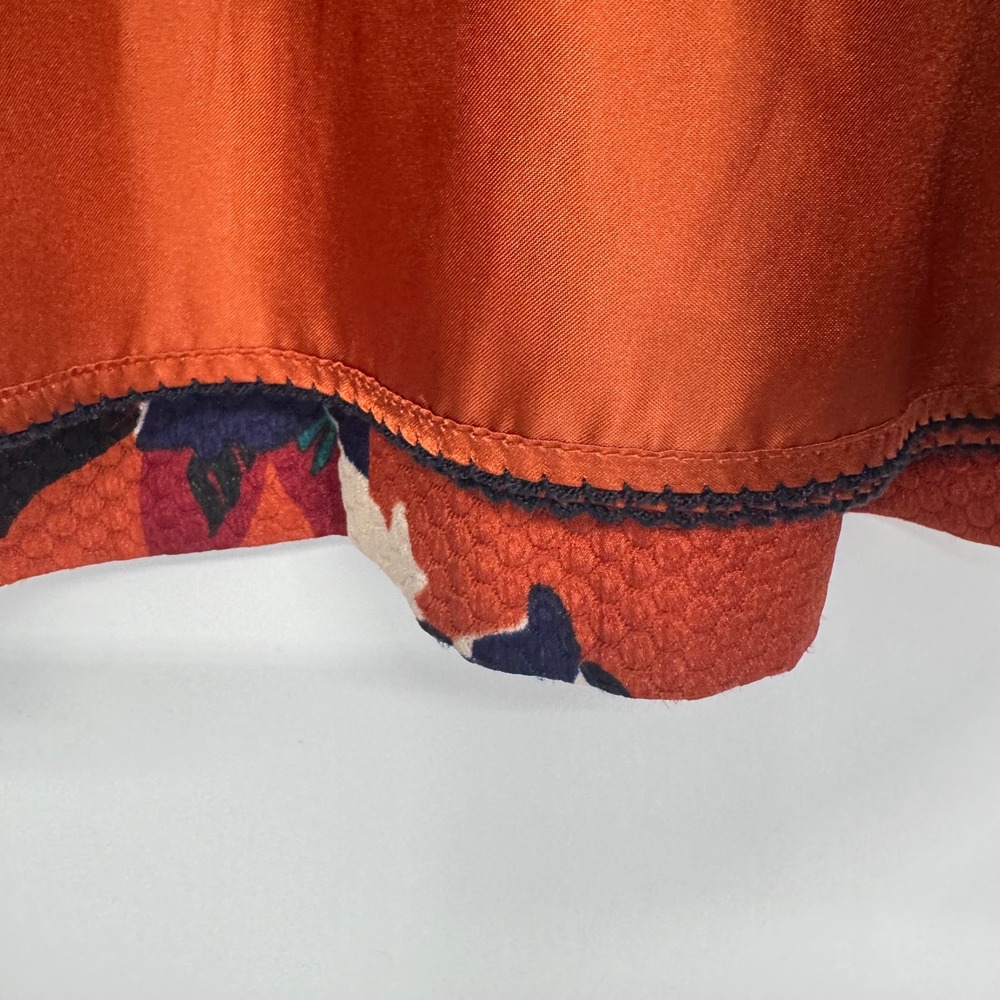 Anthropologie Maeve Skirt 12 Maira Brocade Floral Mini Orange Textured Retro - Picture 5 of 13